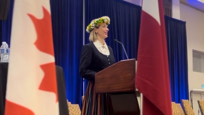 Kultūras ministre Agnese Lāce XVI Latvijas Dziesmu un deju svētku Kanādā pasākumā