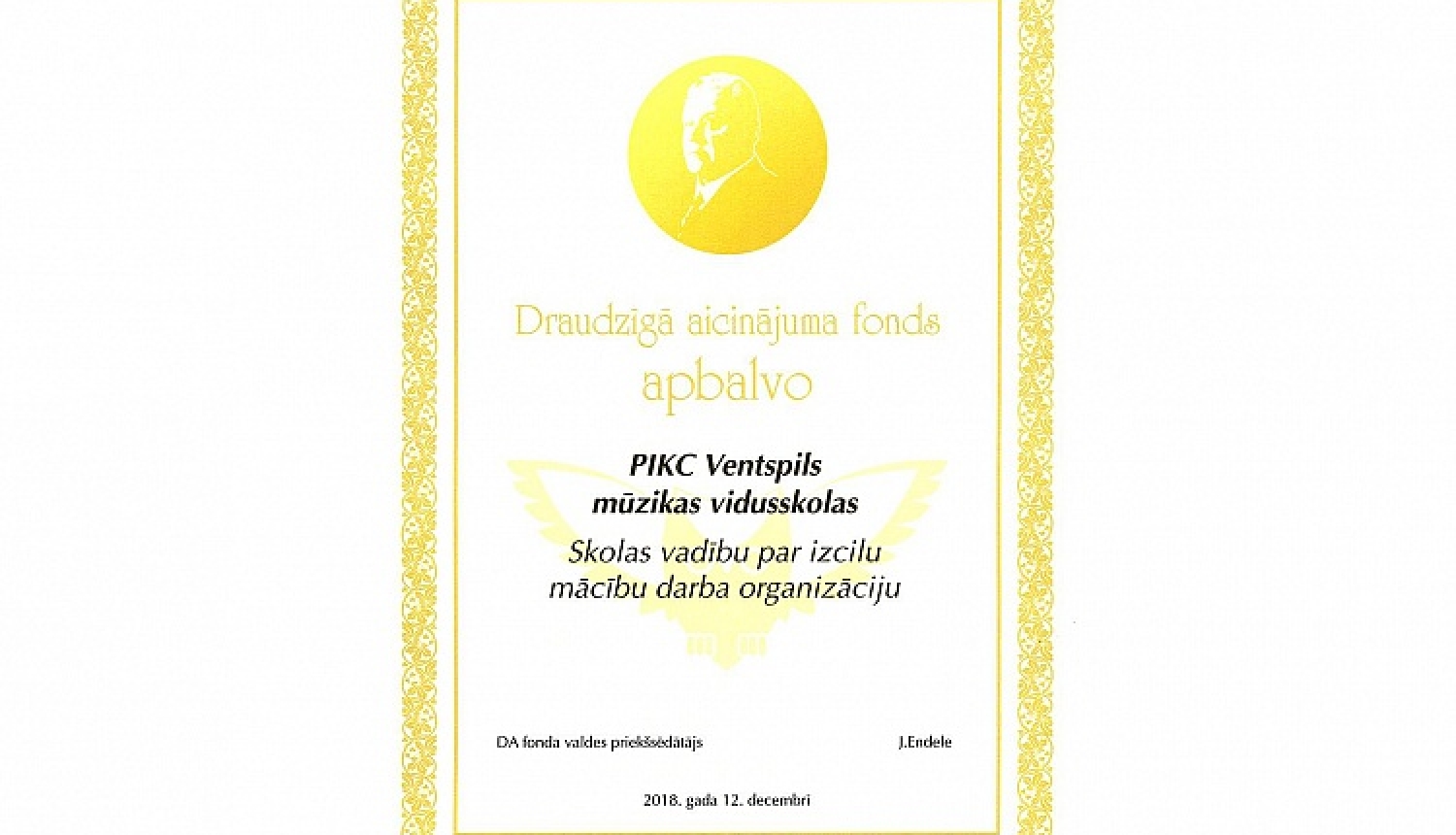 PIKC “Ventspils Mūzikas vidusskola” ieguvusi 3. vietu Draudzīgā aicinājuma skolu reitingā specializēto skolu nominācijā