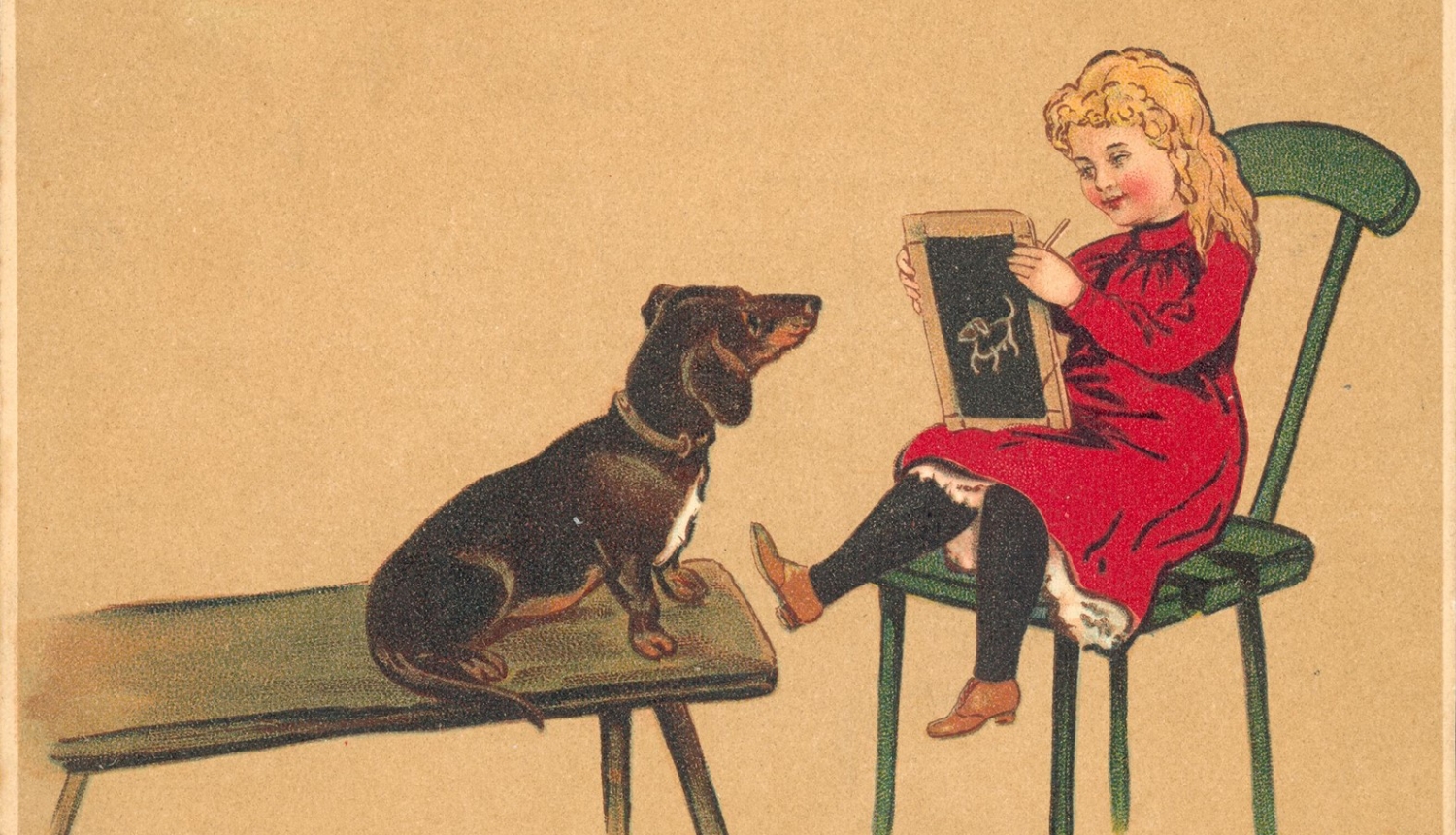 Zīmējums meitene ar suni