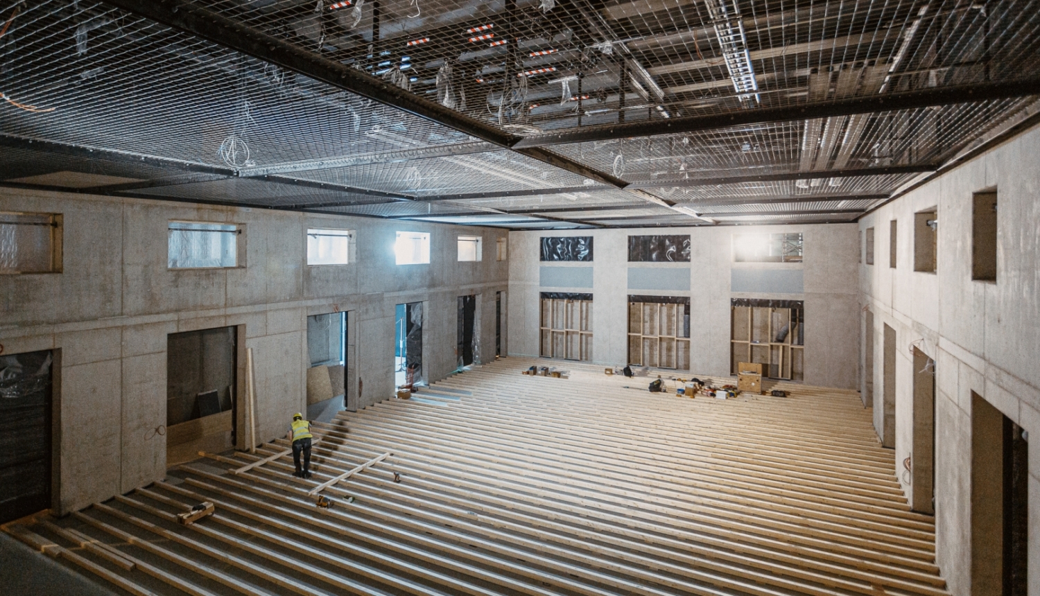 Jaunā Rīgas teātra (JRT) ēku kompleksa rekonstrukcijas process, foto: VNĪ